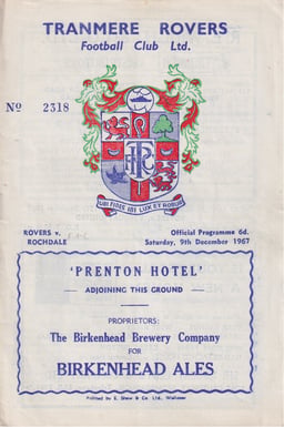 Tranmere Rovers v Rochdale Match Programme 1967-12-09